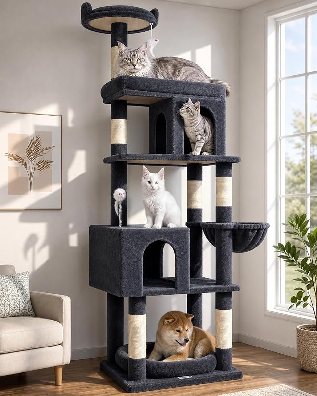 Globlazer S72 Heavy Duty Cat Tree for Large Cats 20 lbs+, Sturdy Multi