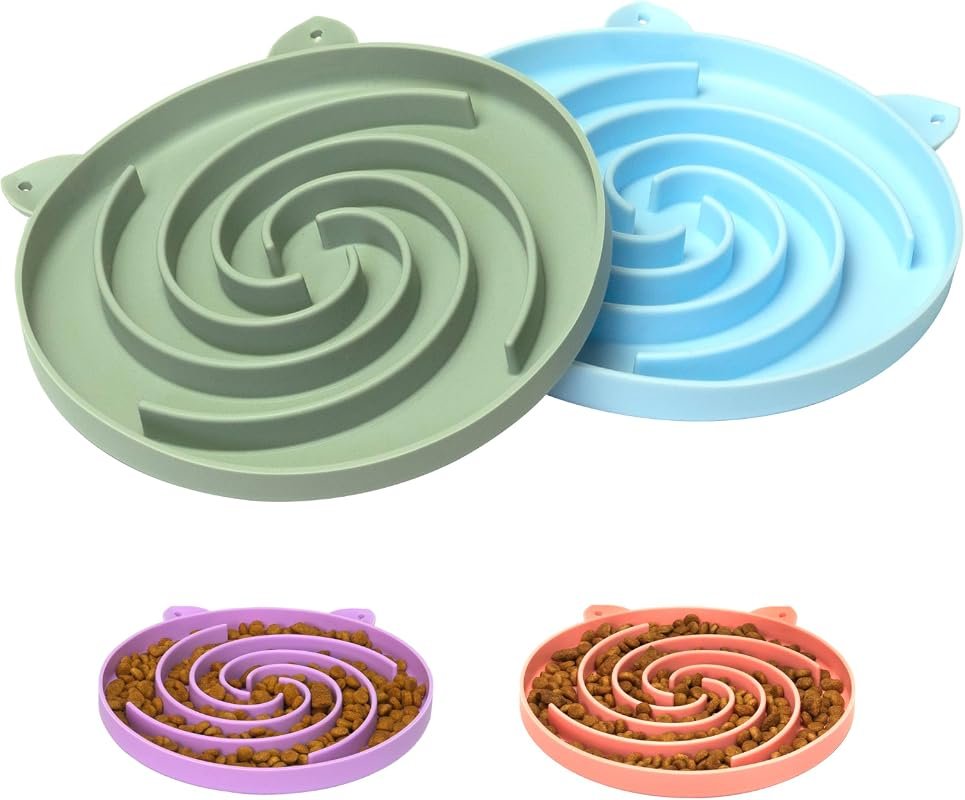 Bifeaw Slow Feeder Cat Bowl Easy to Clean Silicone Dish for Both Wet a